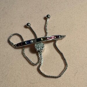 Charming Silver Plated Bracelet with Multicolor Gems